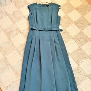 ANN TAYLOR MIDI BELTED DRESS BLUE
